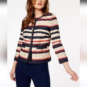 Anne Klein Women's Striped Jacket - Red, Blue, White